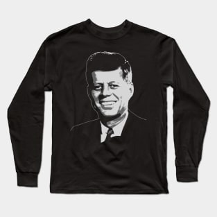 John F. Kennedy Black and White Long Sleeve T-Shirt